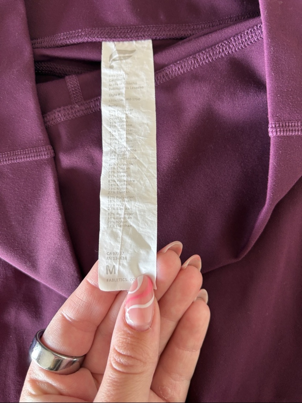 Fabletics PureLuxe High Rise Leggings Burgundy Purple Size M - Picture 3 of 7